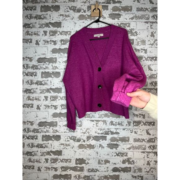 Loft | women purple wool blend cardigan - Picture 8 of 9